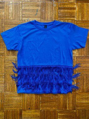 KIDS Tazzle T-Shirt Royal Blue Youth L Handmade Cotton One of a Kind NEW